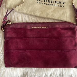Burberry crossbody bag pink leather suede